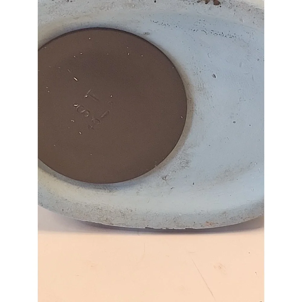 Vintage Ceramic Blue Kitty Cat Money Bank 5.25